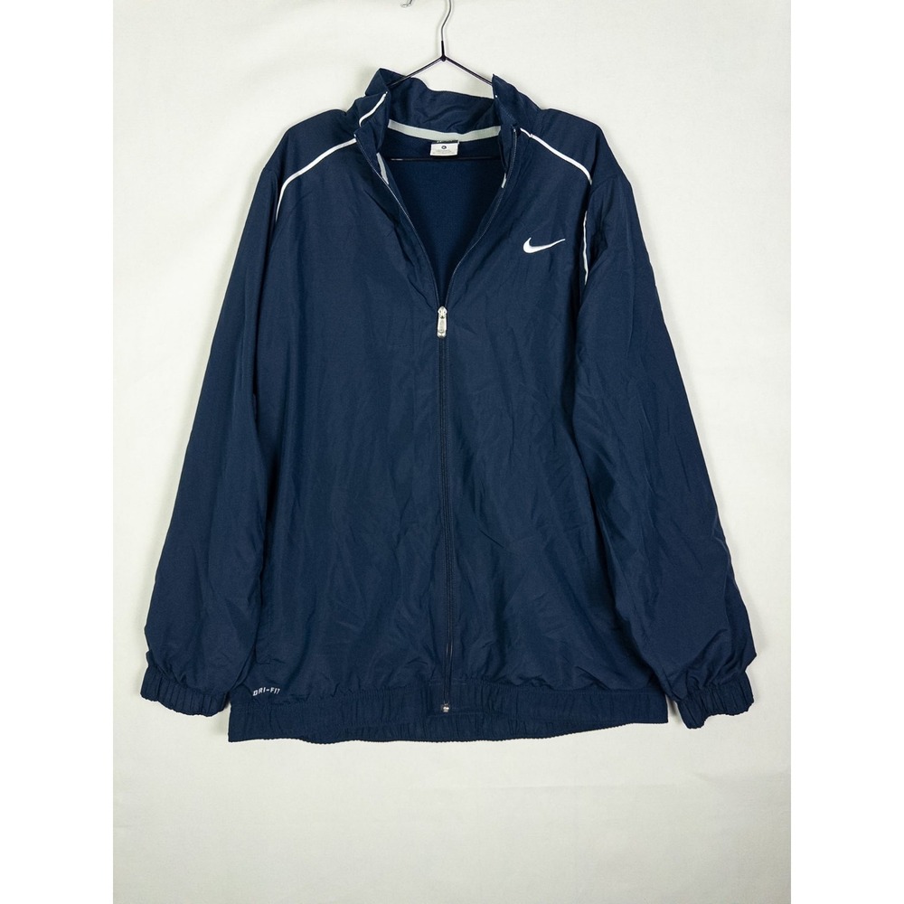 Nike Dri-Fit Mens Navy Blue Full Zip Lightweight Windbreaker Track Jacket XL
